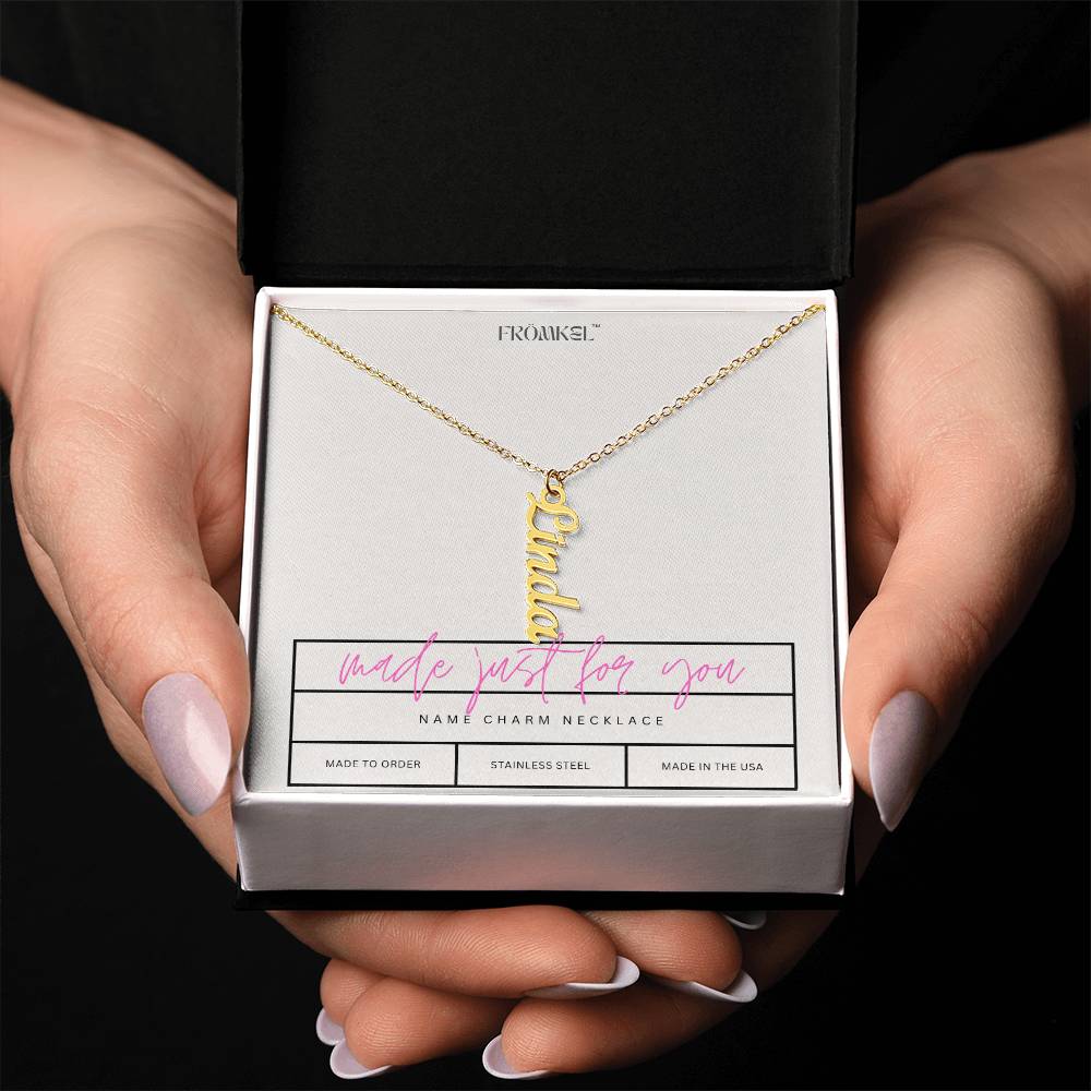 Vertical Name Necklace- Script