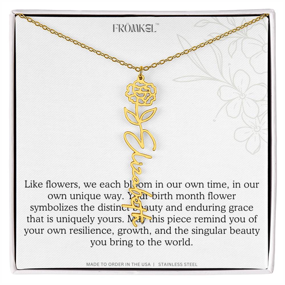 Birth Month Flower Name Necklace