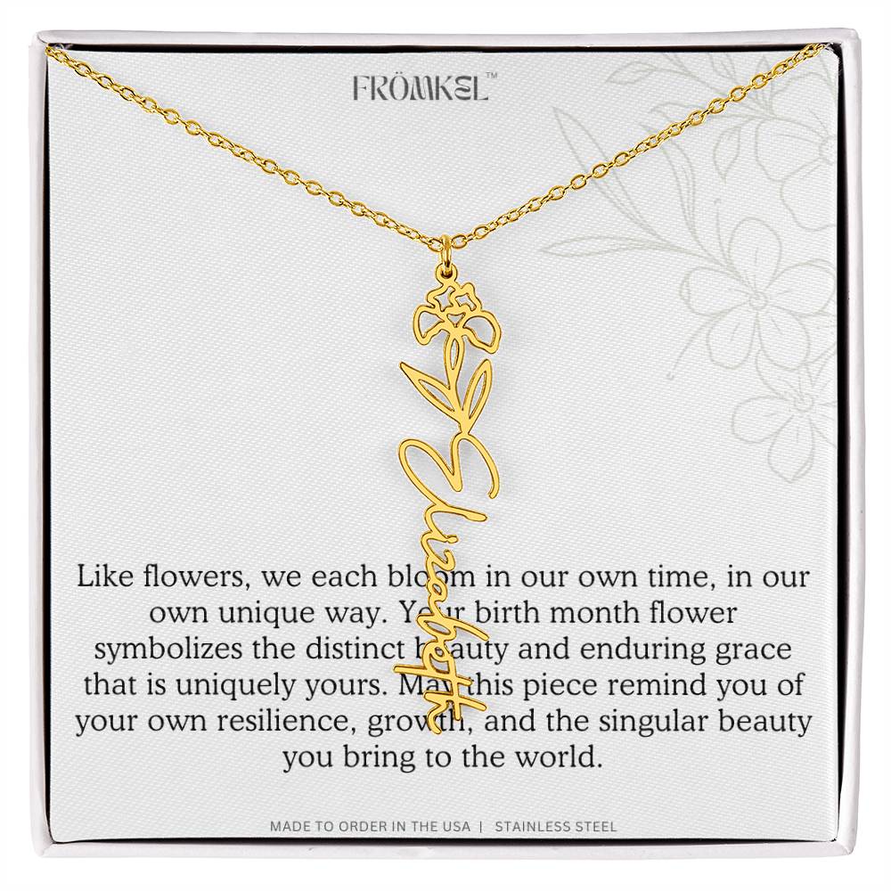 Birth Month Flower Name Necklace