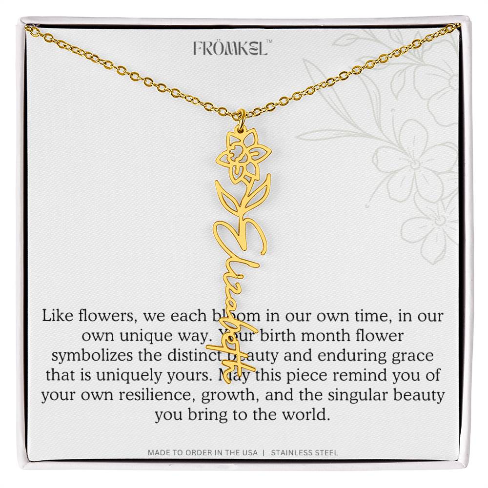 Birth Month Flower Name Necklace