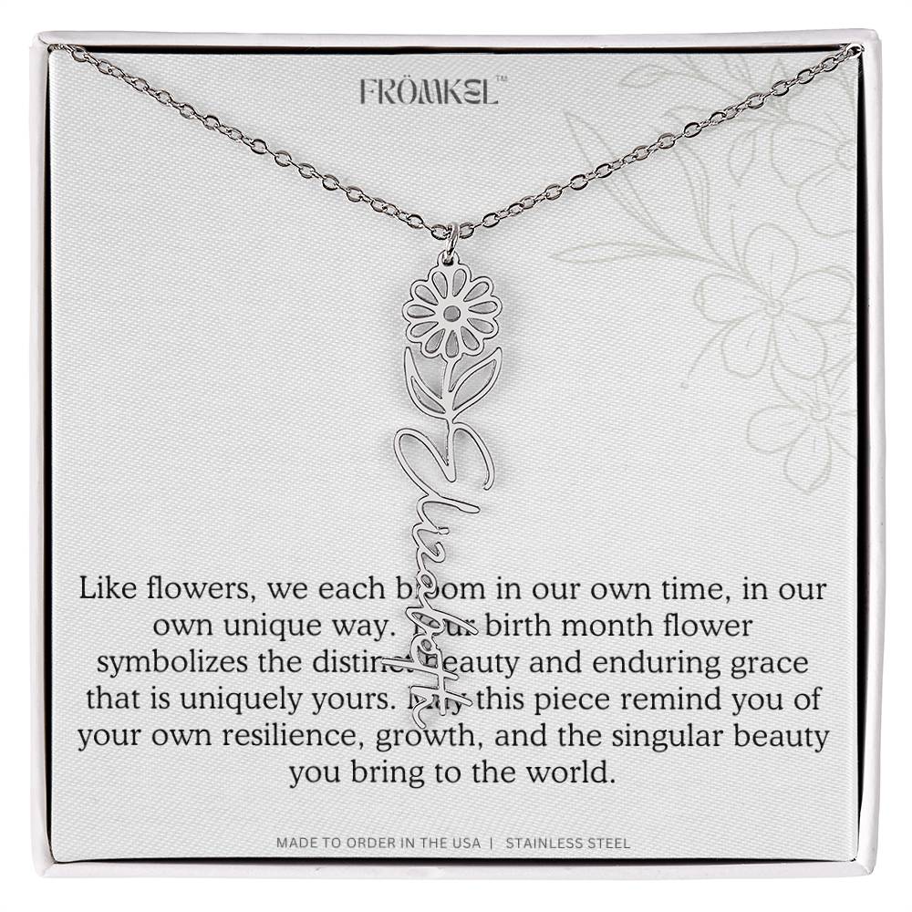 Birth Month Flower Name Necklace