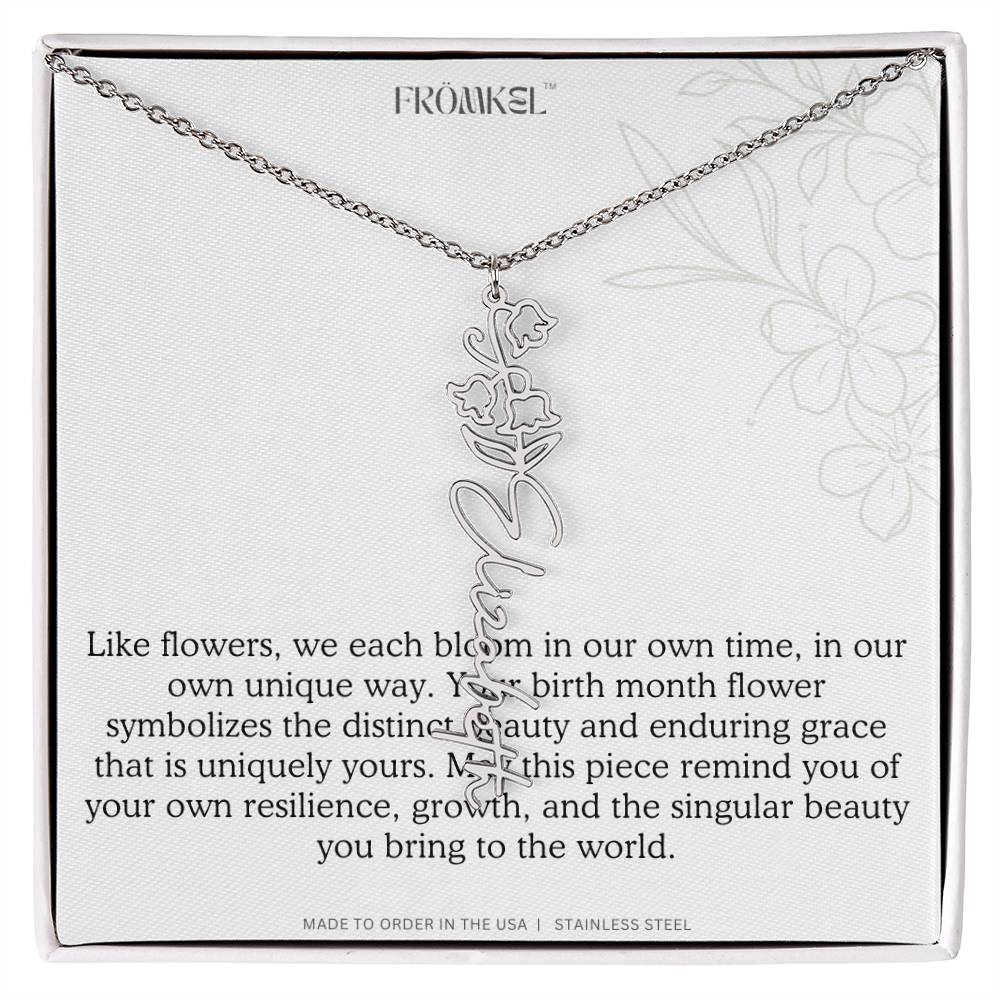 Birth Month Flower Name Necklace