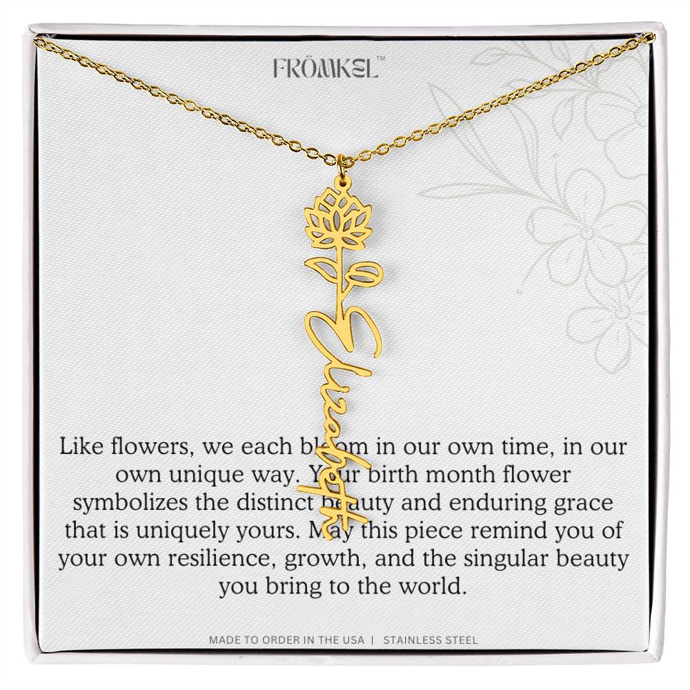 Birth Month Flower Name Necklace