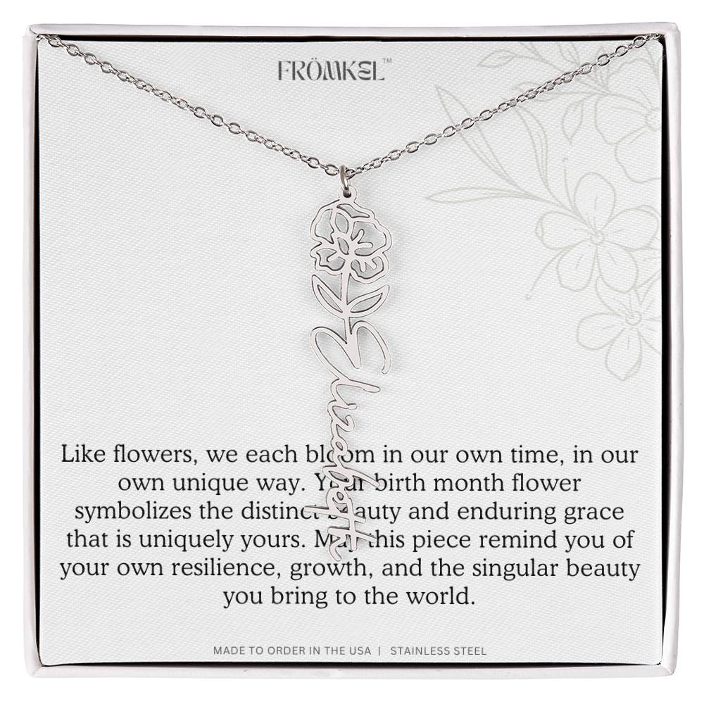 Birth Month Flower Name Necklace