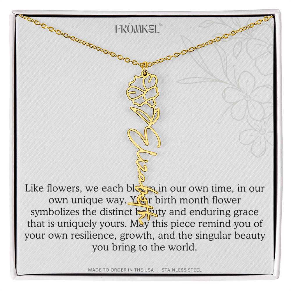 Birth Month Flower Name Necklace