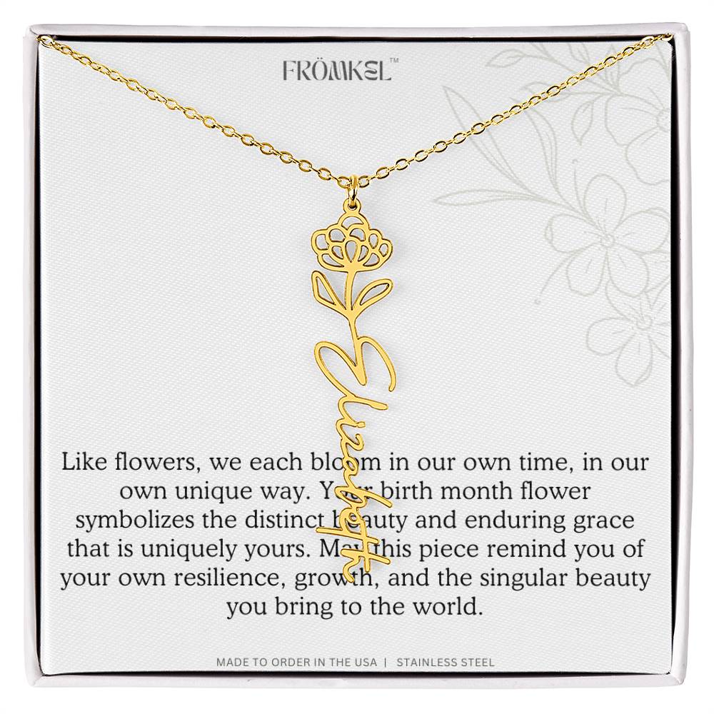 Birth Month Flower Name Necklace