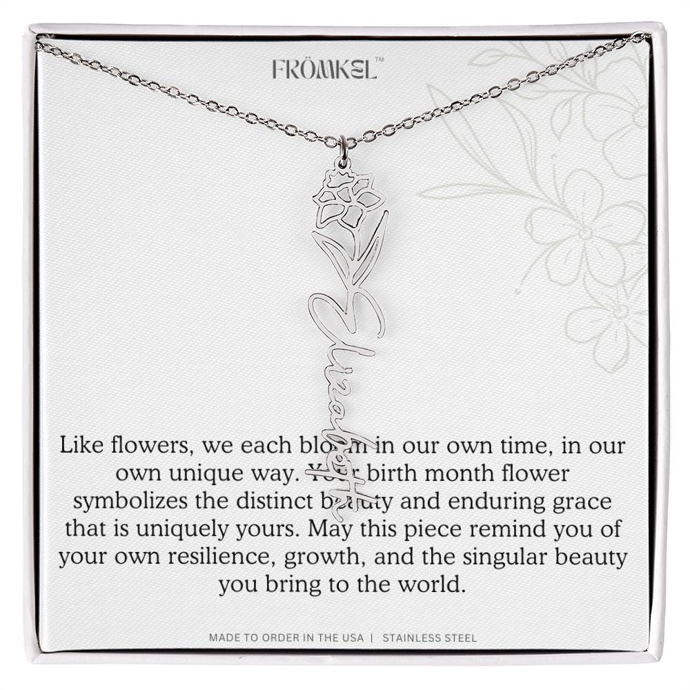 Birth Month Flower Name Necklace