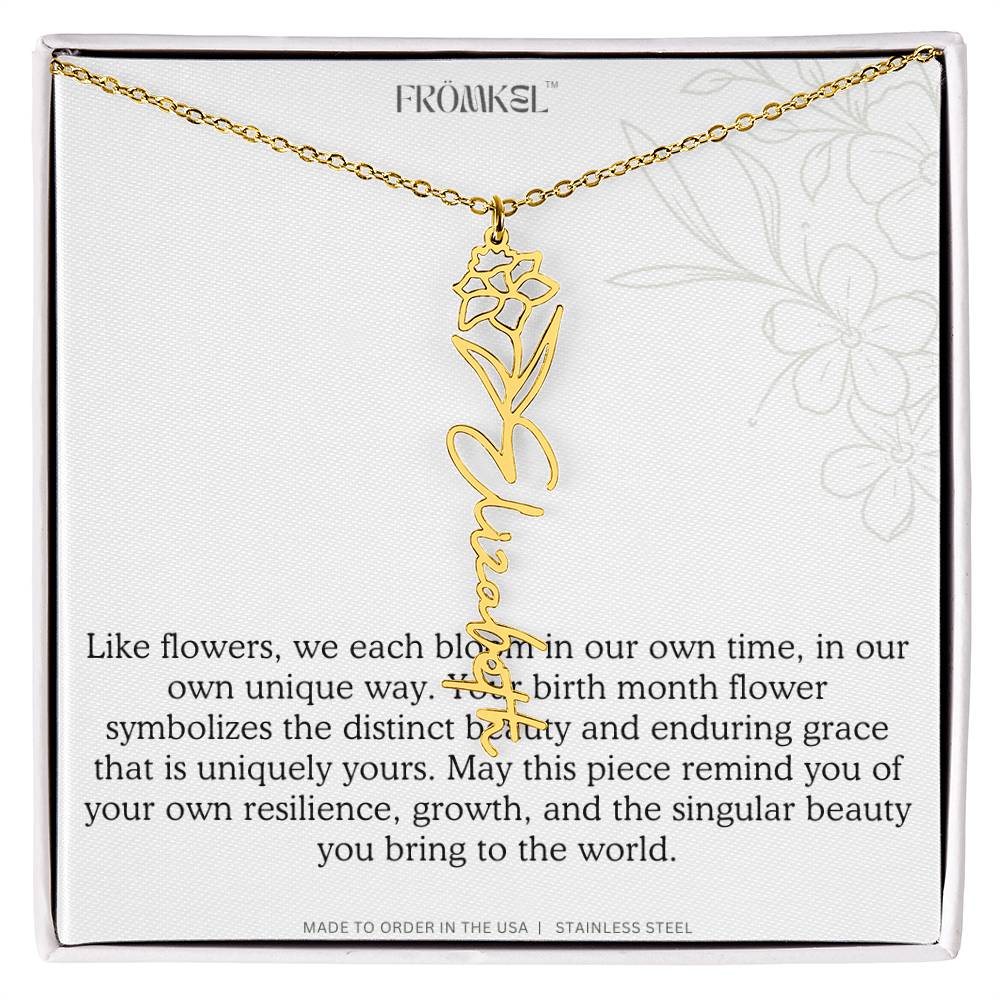 Birth Month Flower Name Necklace