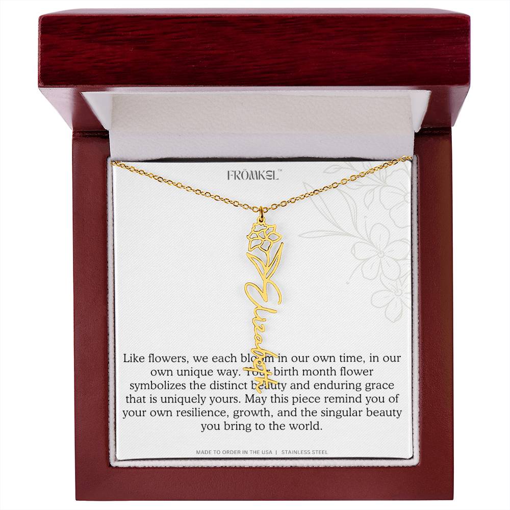 Birth Month Flower Name Necklace