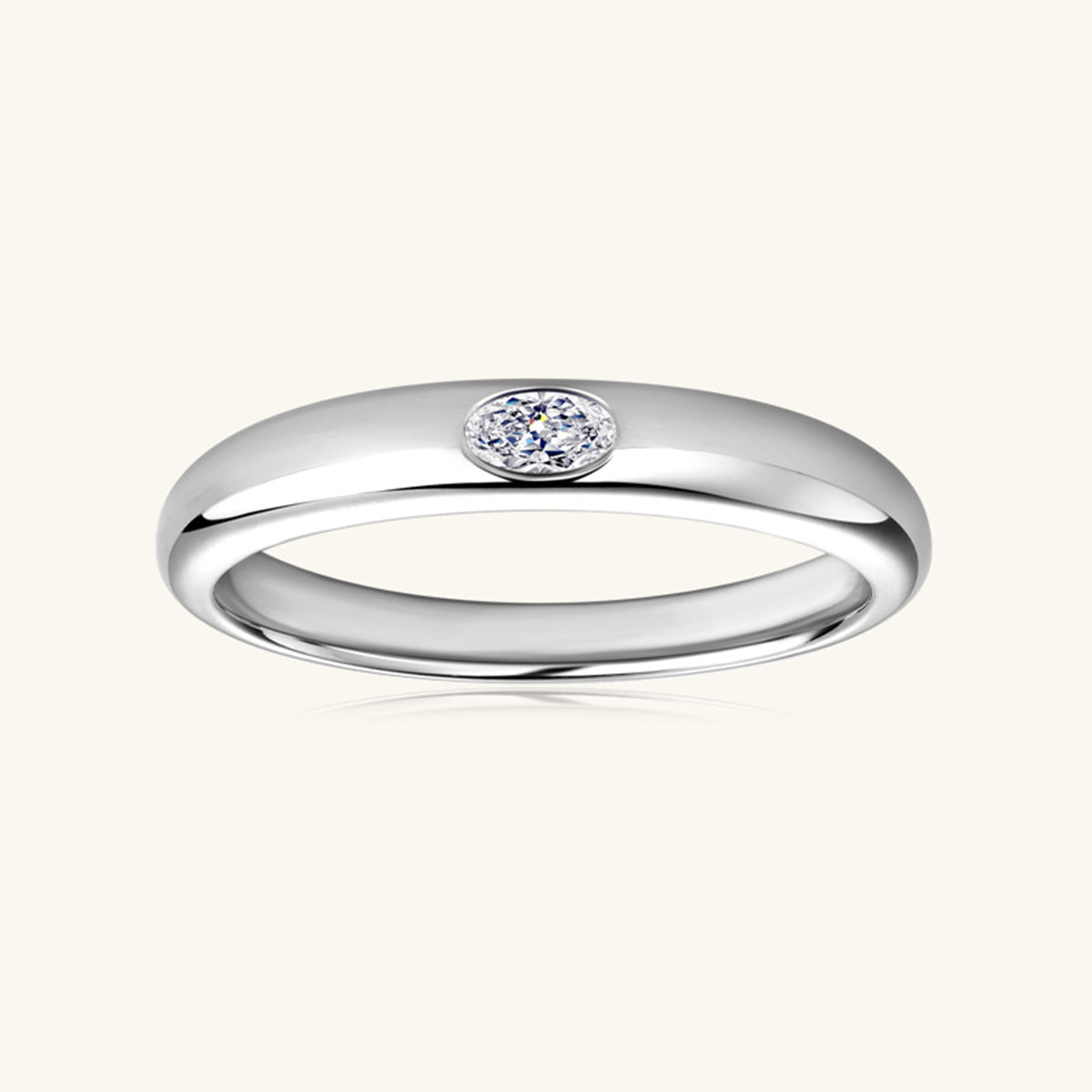 925 Sterling Silver Inlaid Moissanite Ring