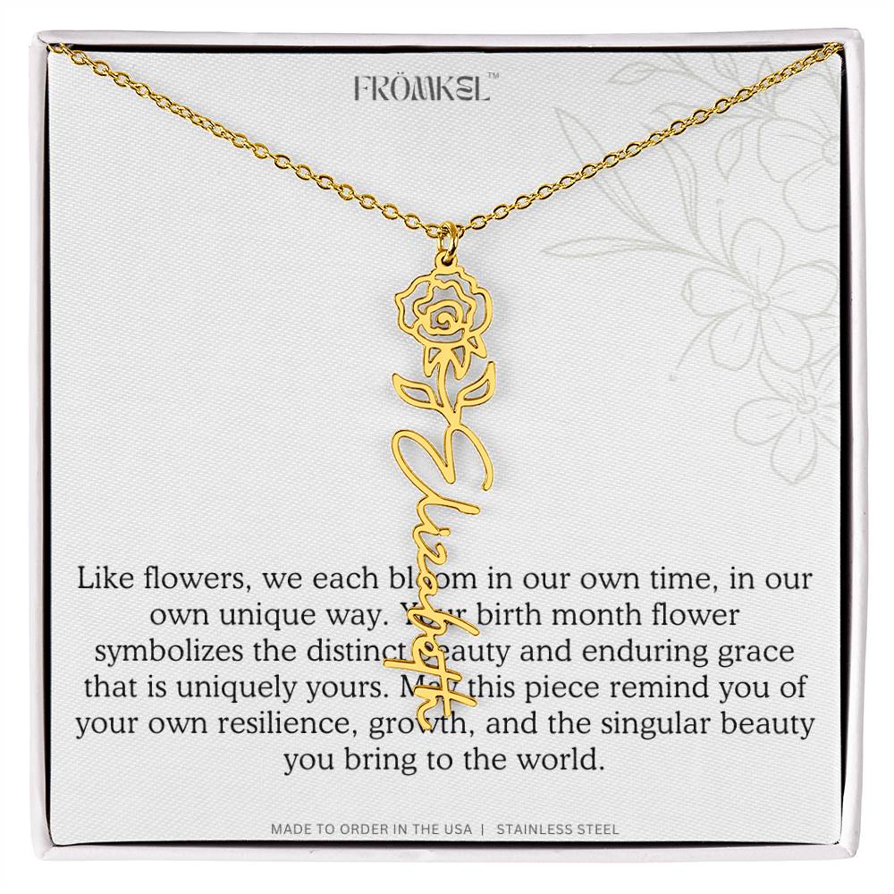Birth Month Flower Name Necklace
