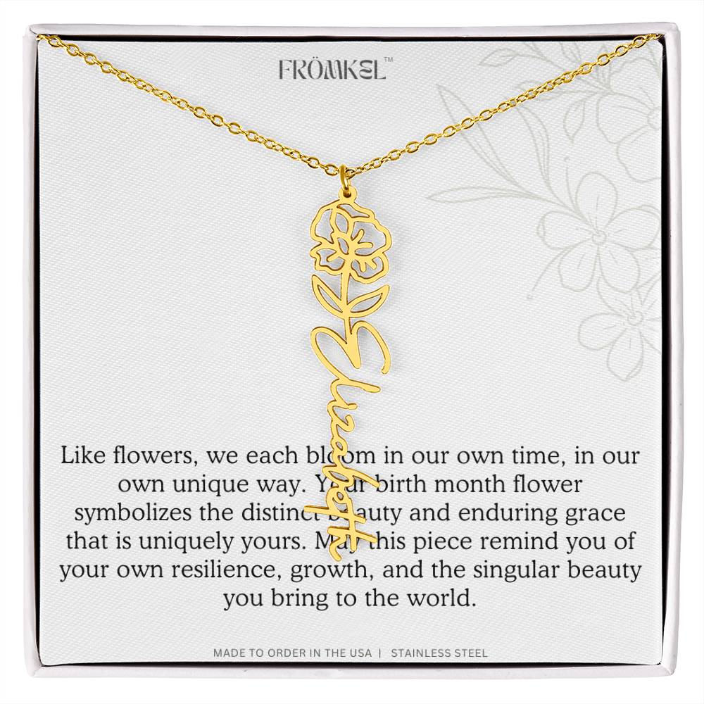 Birth Month Flower Name Necklace