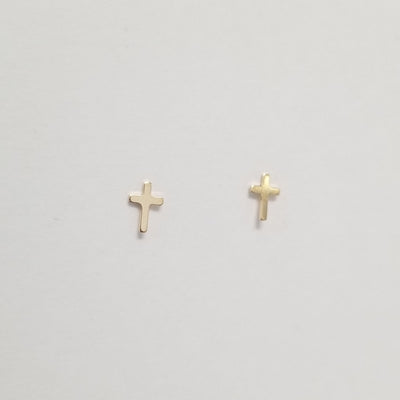 Tiny Cross Earrings | 14K Gold